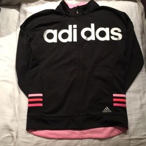 Black and pink striped adidas track suit jacket